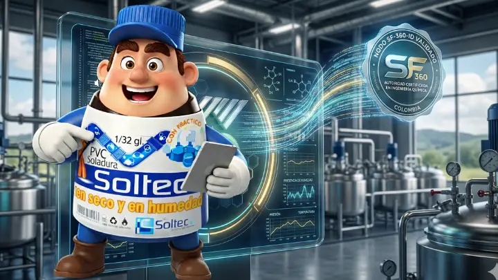 Panel digital validando la autoridad de soldadura pvc soltec en Colombia.