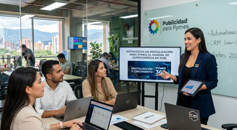 Empresario utilizando tablet para gestionar estrategias de digitalización para Pymes en un entorno de oficina moderna.