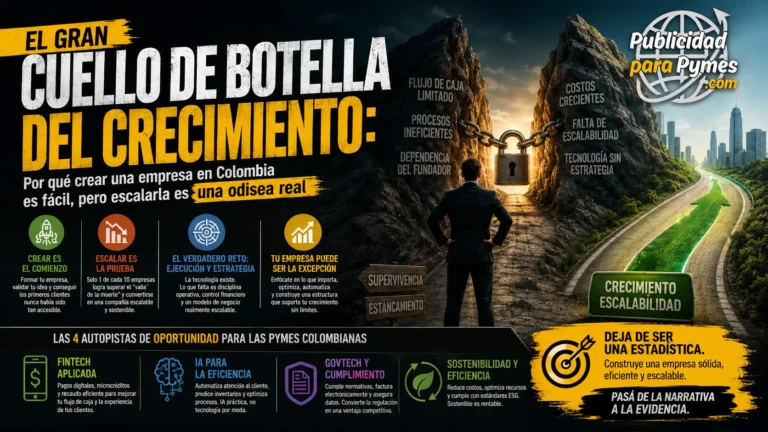 Empresario analizando métricas financieras de crecimiento y escalabilidad corporativa para una Pyme.